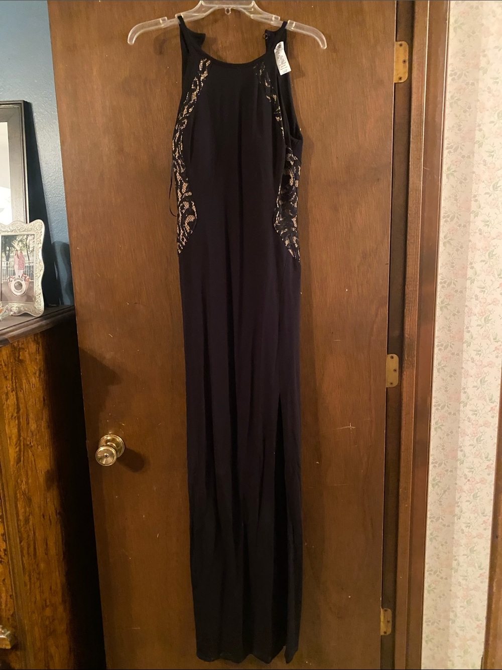 Cache Black Maxi Dress with lace inset Panels